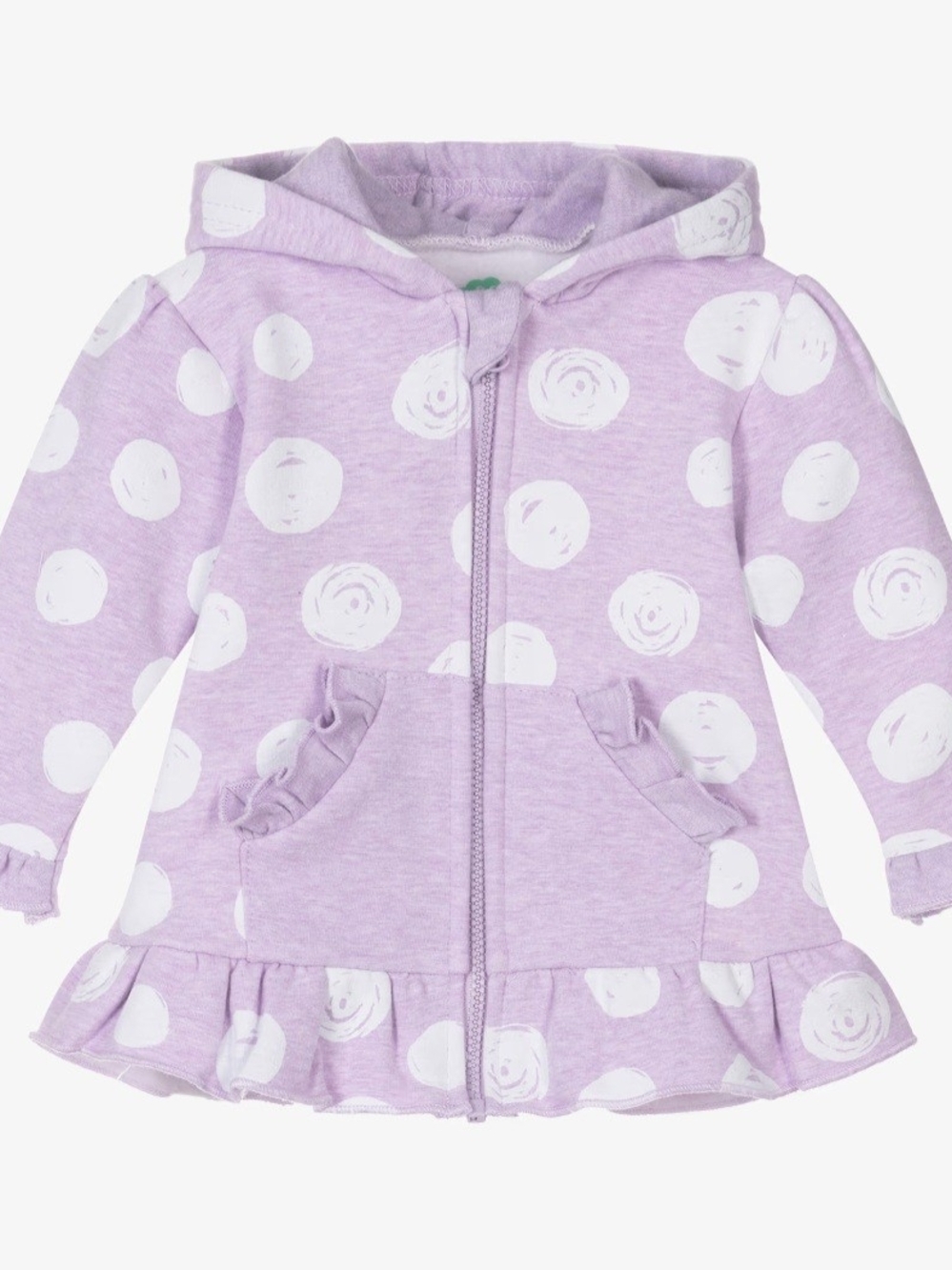 FS Baby Girls' Lavender Polka Dot Hooded Ruffle Sweatshirt